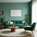 Celeste combined with analogous colors green and teal.