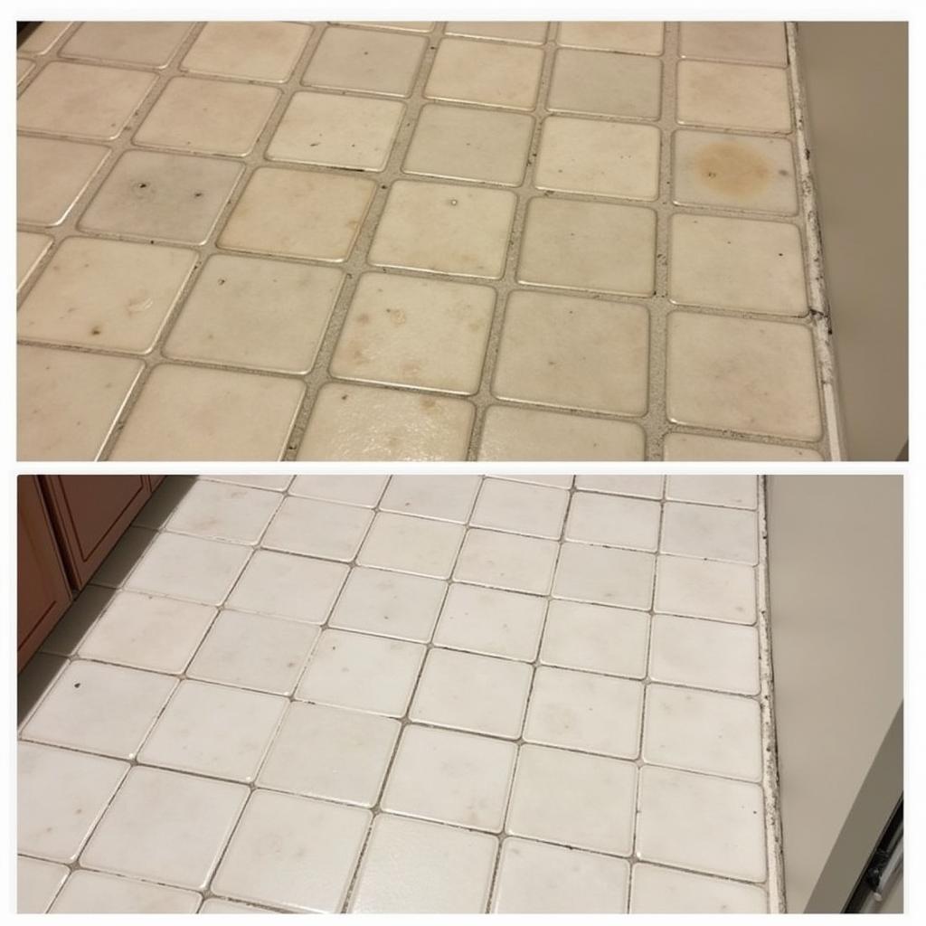 Before & after grout color change - dramatic transformation