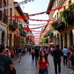 Cinco de Mayo celebration with flags and decorations