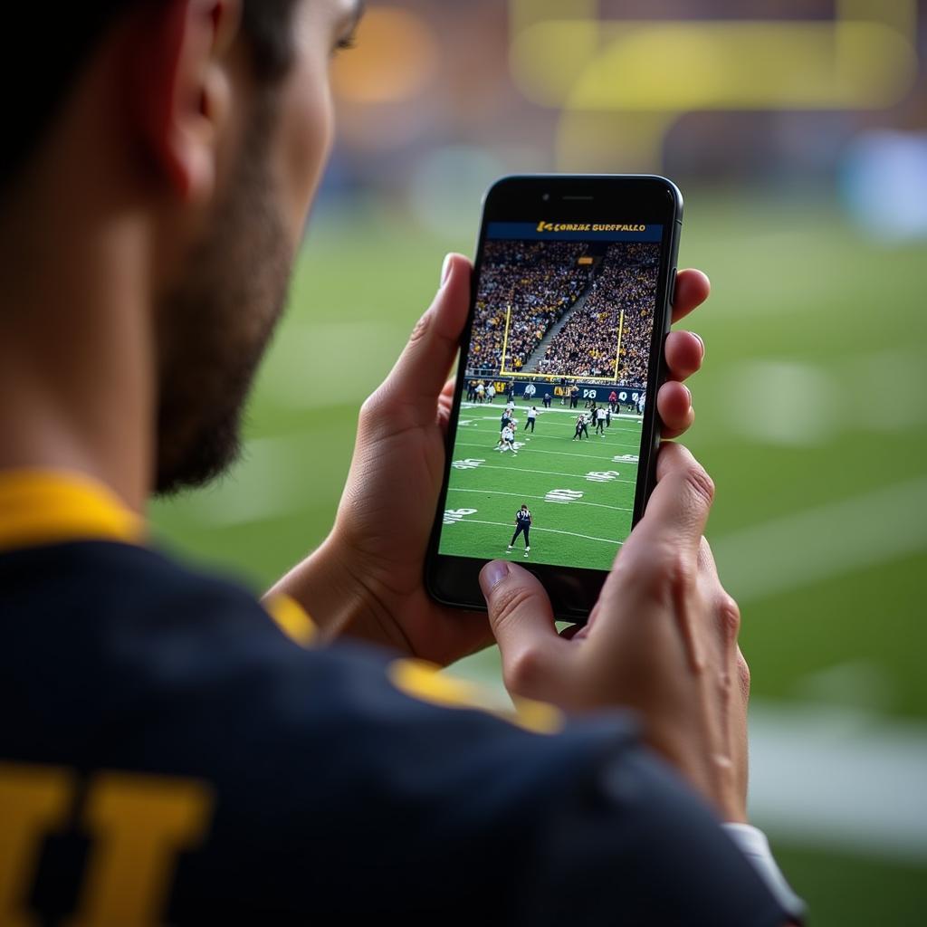 Colorado Buffaloes fan streaming game on phone