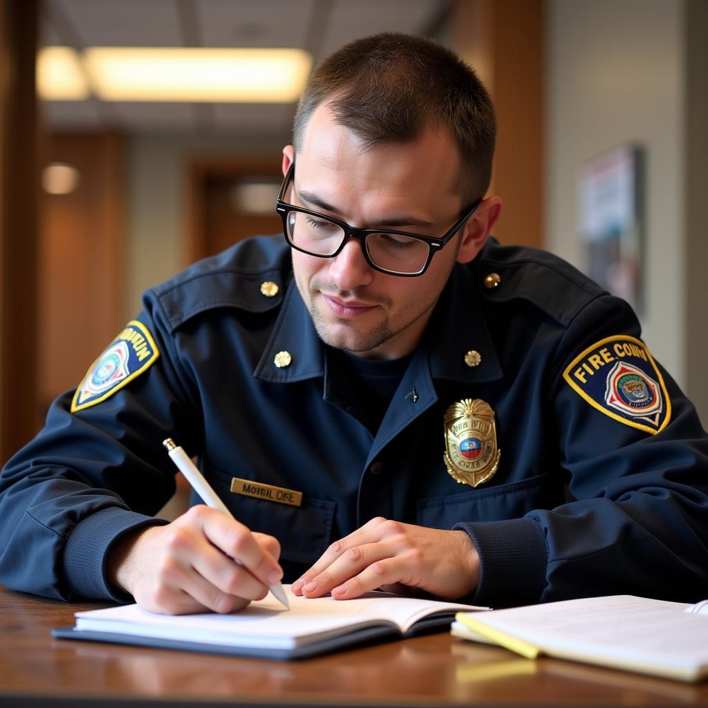 Colorado Firefighter Candidate Taking Exam