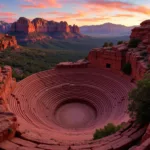 Red Rocks Amphitheatre amidst towering sandstone formations