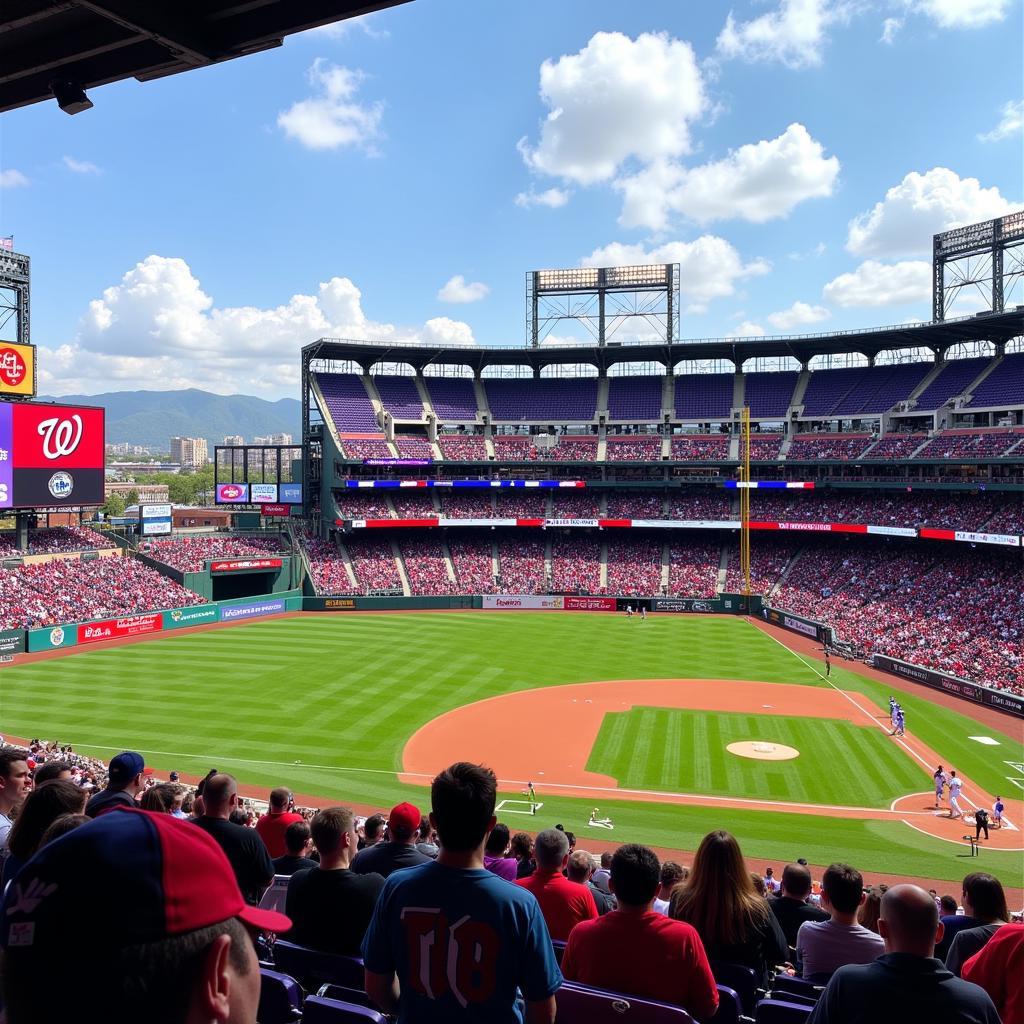 Fans cheering at a Colorado Rockies vs. Washington Nationals game