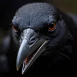 Close-up of a crow's beak