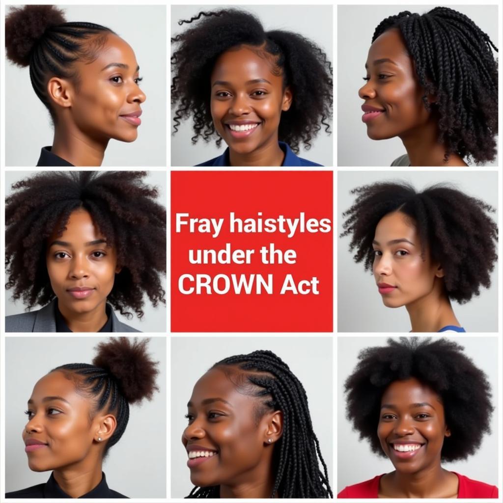 Collage of diverse hairstyles including braids, locs, twists, and afros