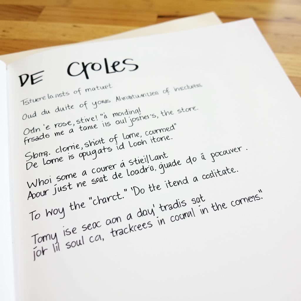 A sheet of paper with the lyrics of the De Colores song