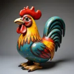 Detailed De Colores Rooster Ceramic Sculpture