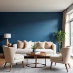 Denim Blue Accent Wall in Living Room