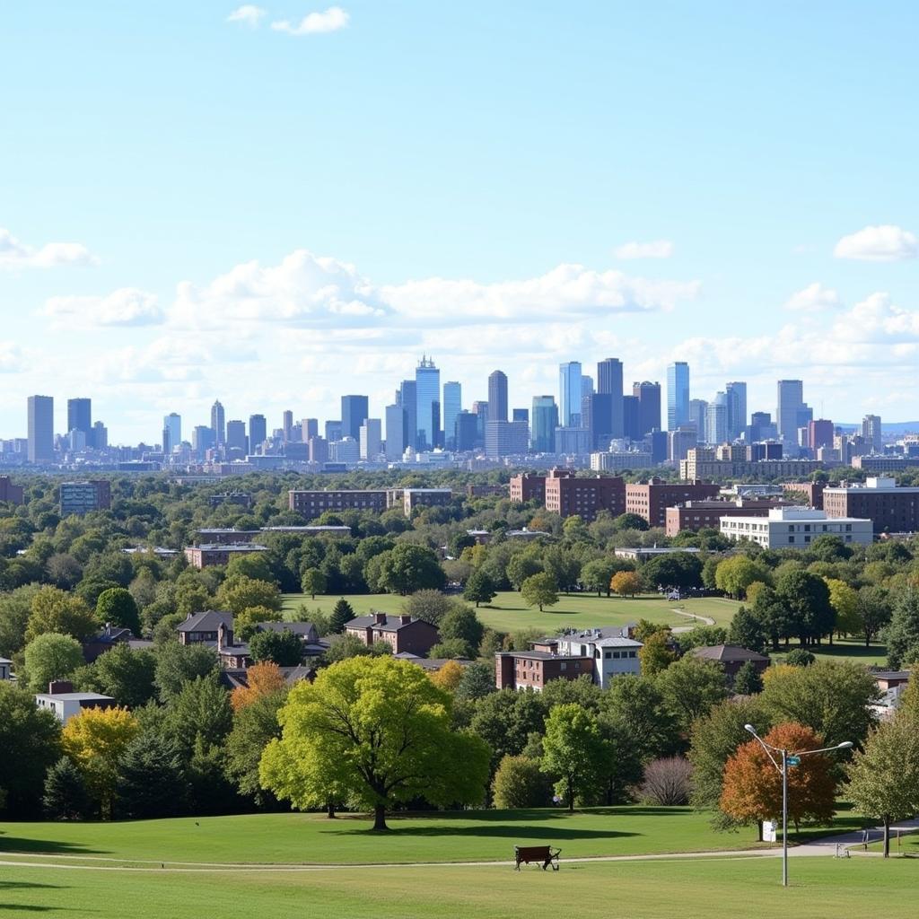 Denver skyline visible from CSU