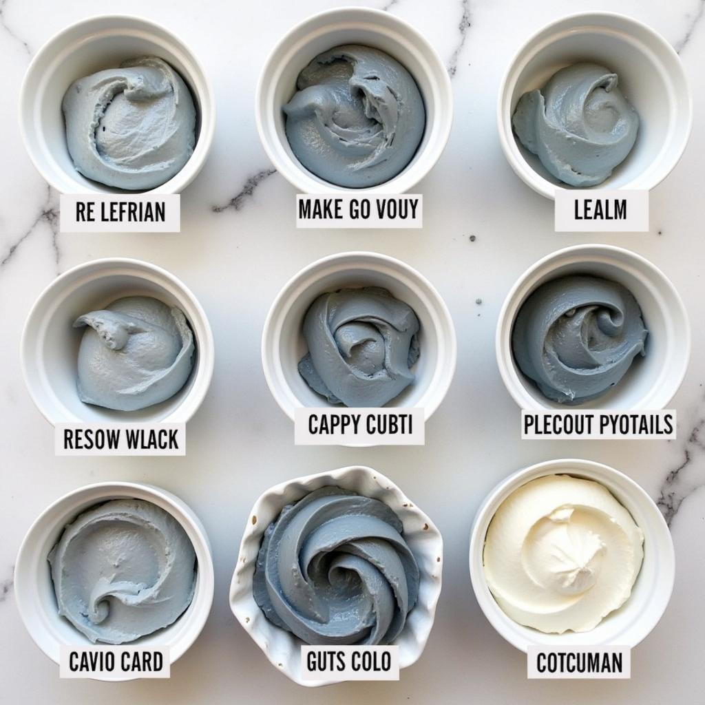 Different Shades of Grey Frosting Made with Food Coloring