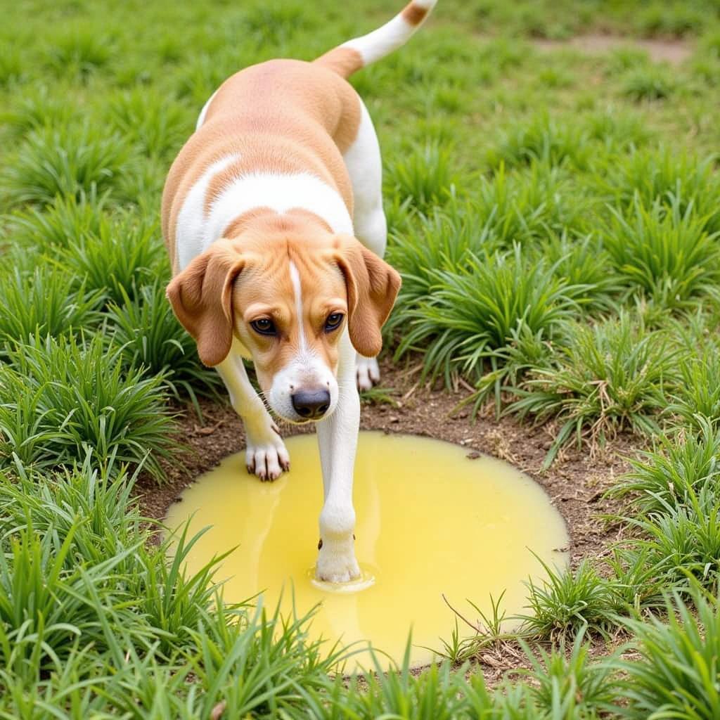 Dog Urinating Pale Yellow Urine on Grass