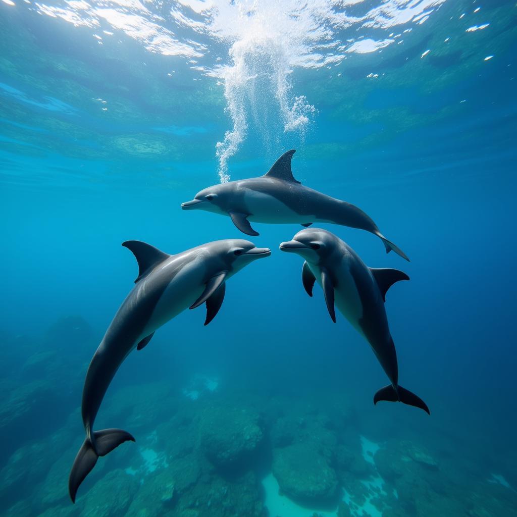 Dolphins Communicating Underwater