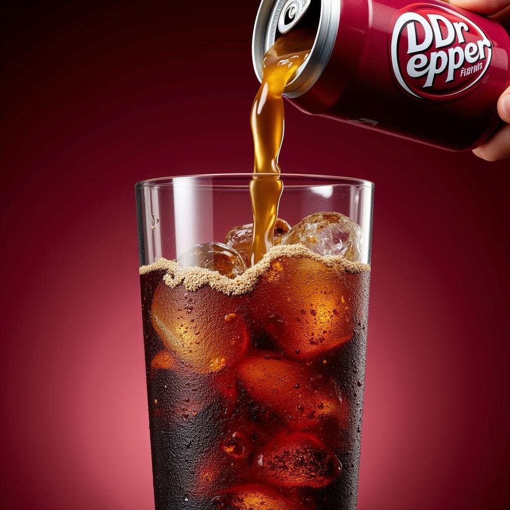 Dr Pepper being poured into a glass