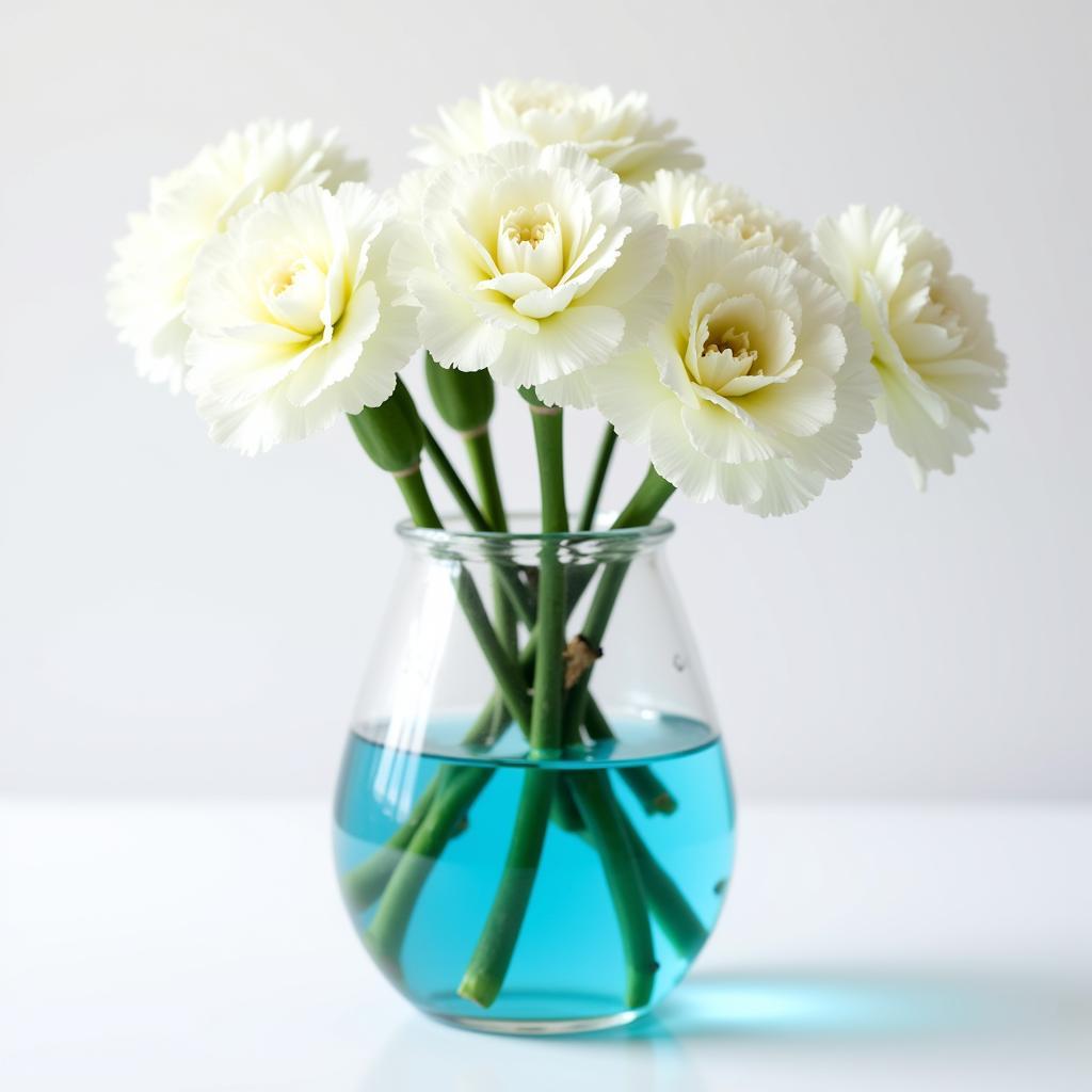 Dyeing White Carnations with Blue Food Coloring