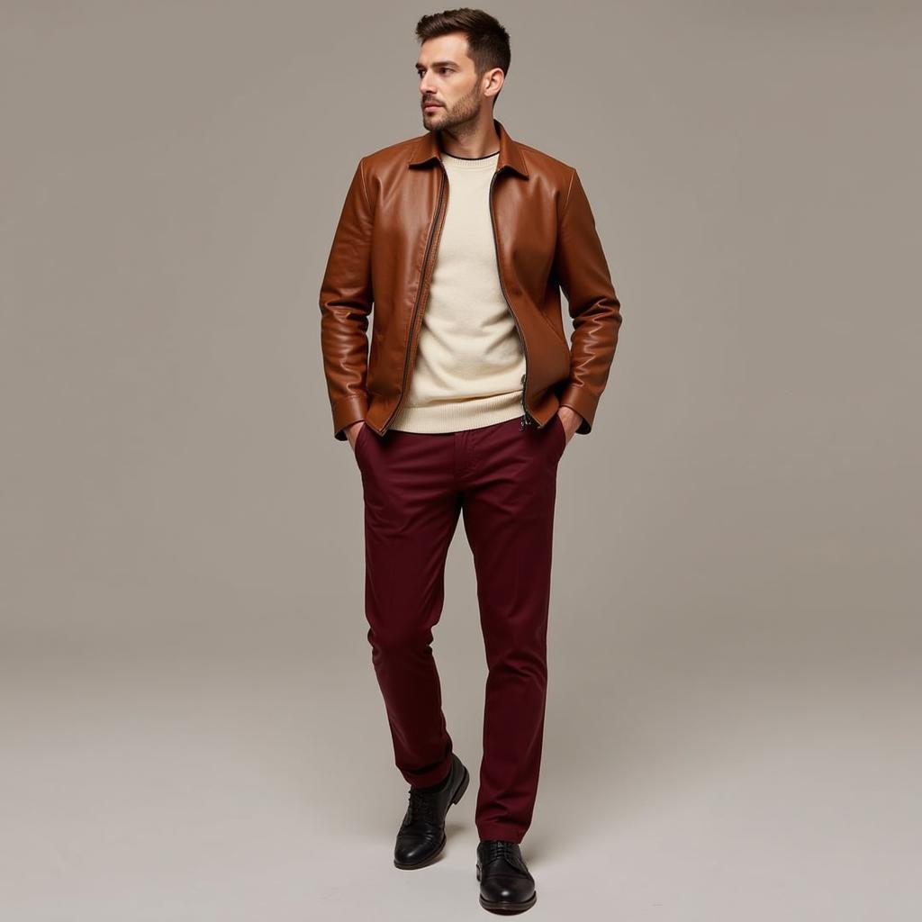 Earthy Tones and Maroon Outfit