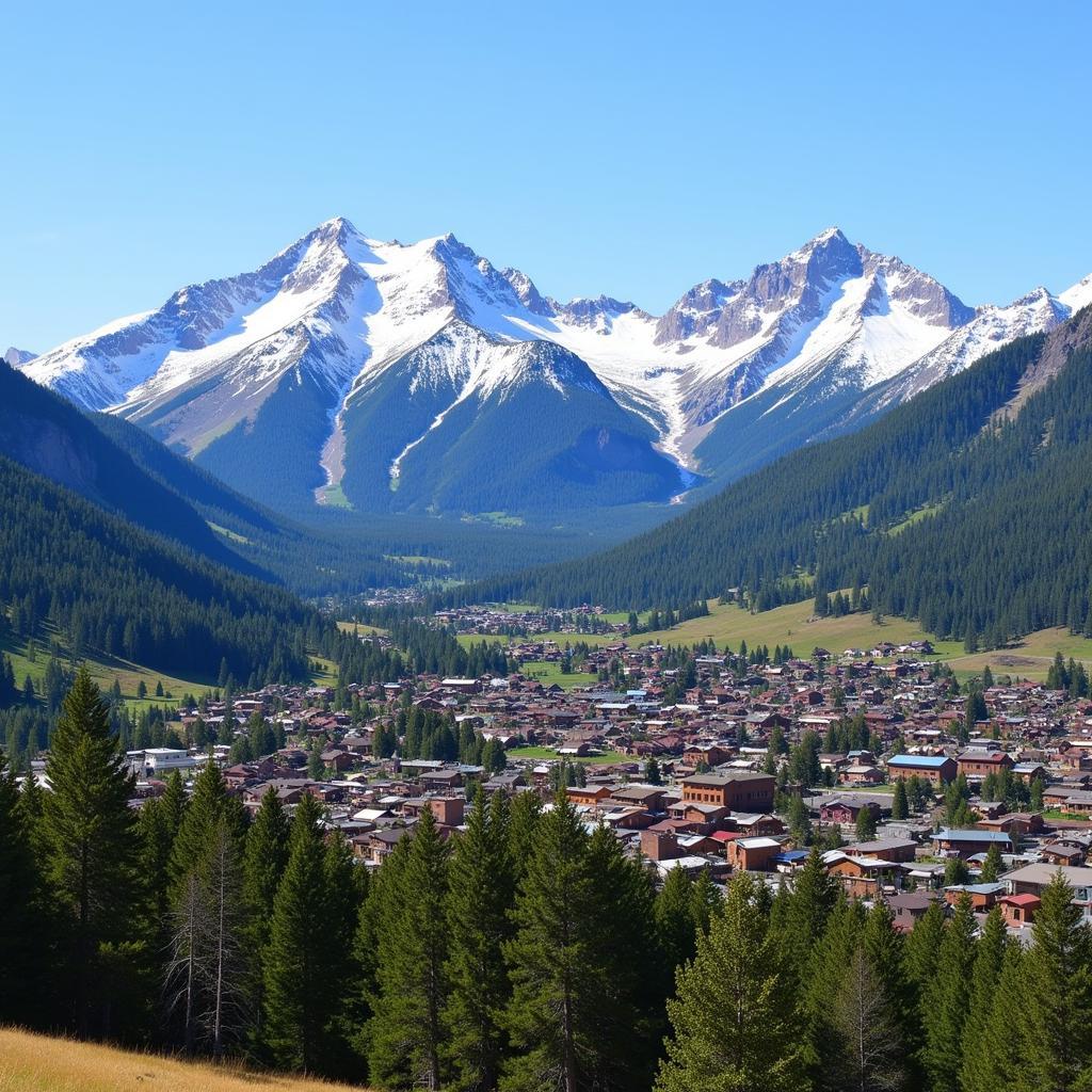 Estes Park, Colorado nestled in the mountains