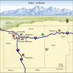 Evans to Denver Route via I-25 N