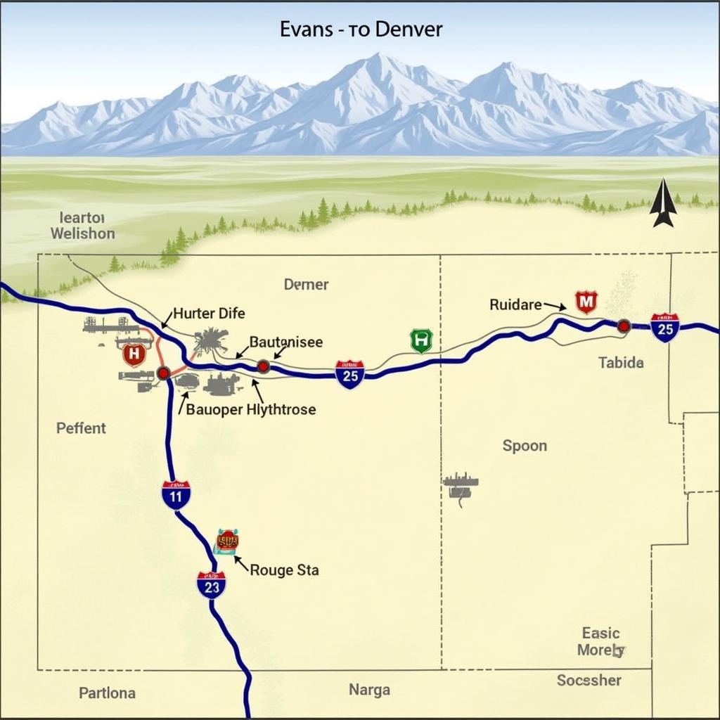 Evans to Denver Route via I-25 N