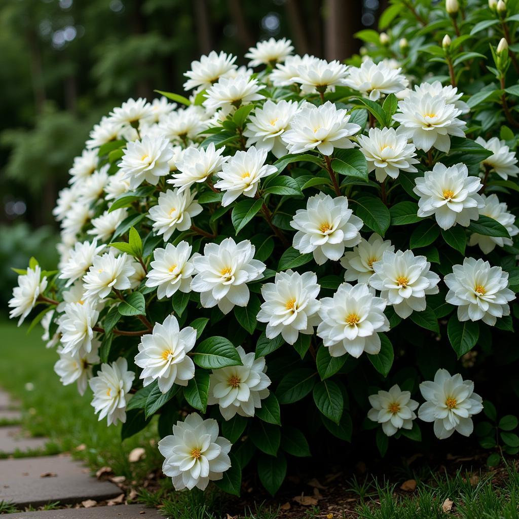 Gardenia Bush in Full Bloom