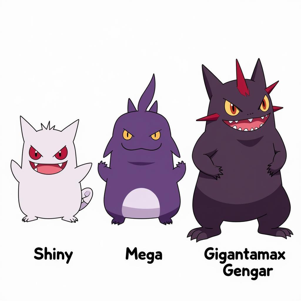 Gengar's Chromatic Variations: Shiny, Mega, and Gigantamax