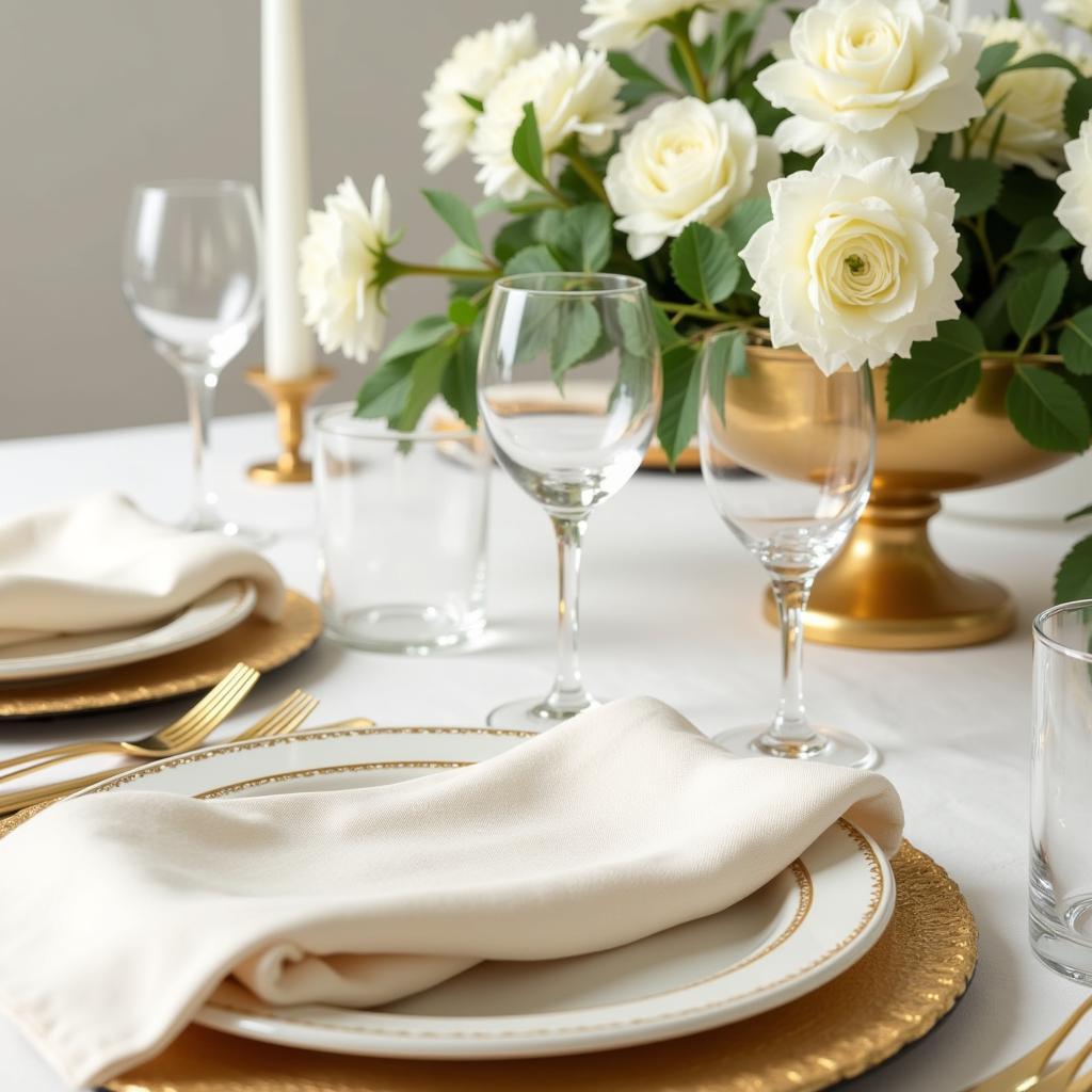 Gold and Ivory Anniversary Decor