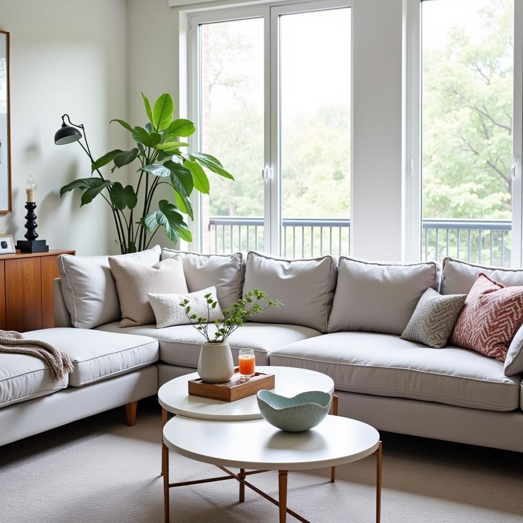 Gray couch in a living room