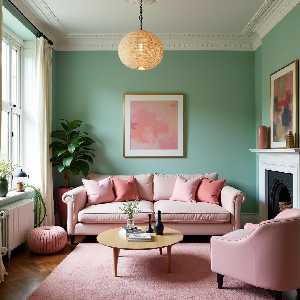 Green and Pink Living Room