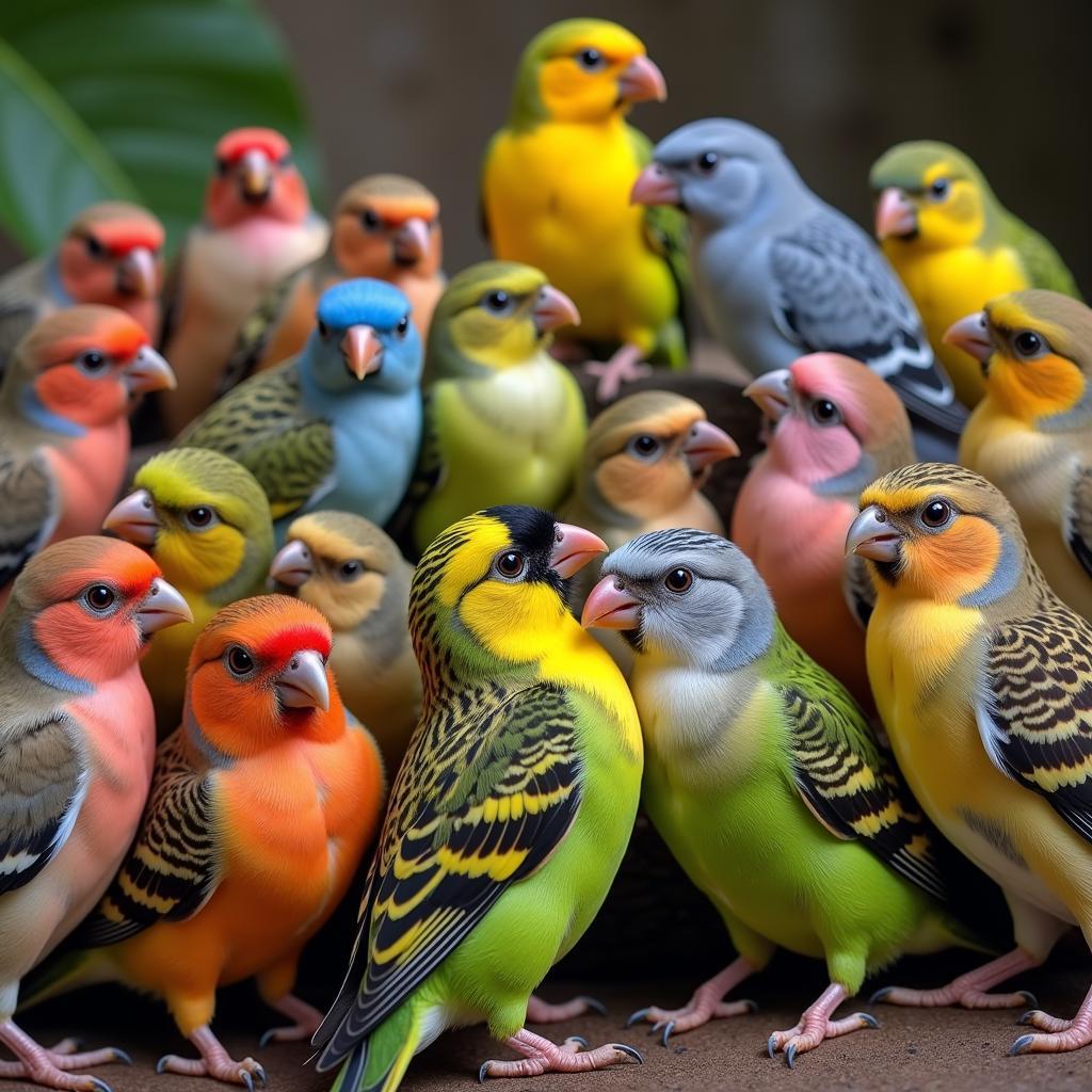 Group of Different Finch Species