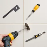 Grout Removal Tools on Tile Floor