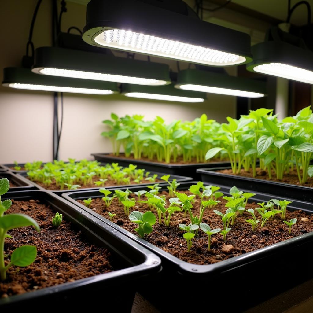 Indoor Seed Starting Setup with Grow Lights