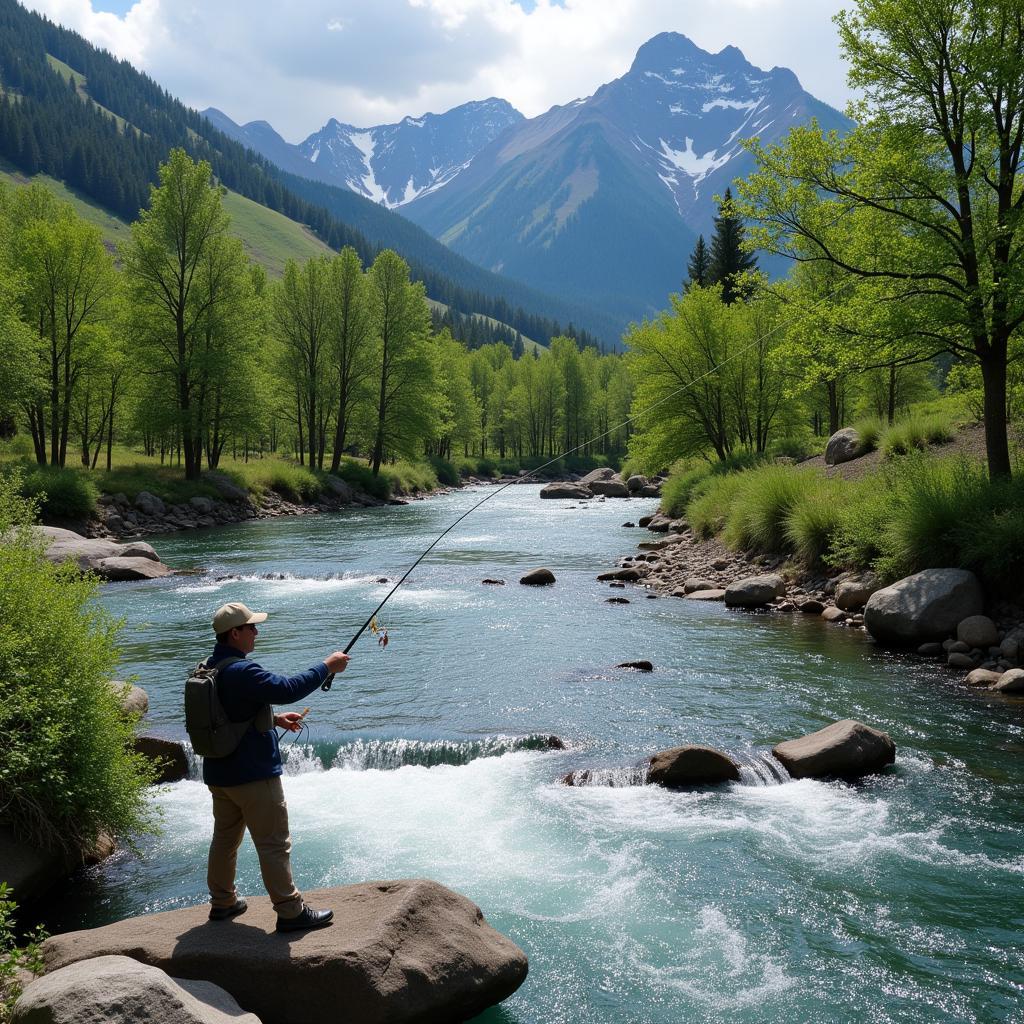 Fly fishing in the Gunnison River, Colorado