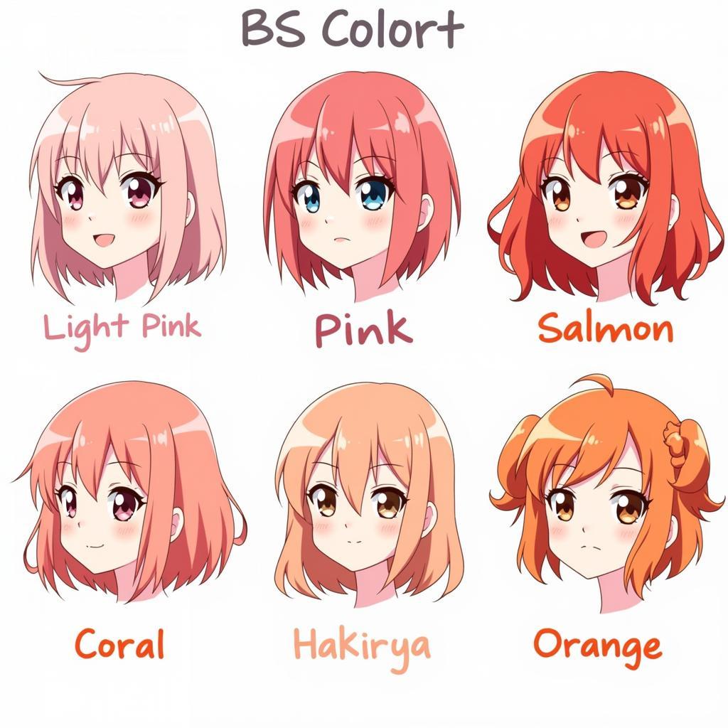 Comparison Chart of Similar Anime Hair Colors