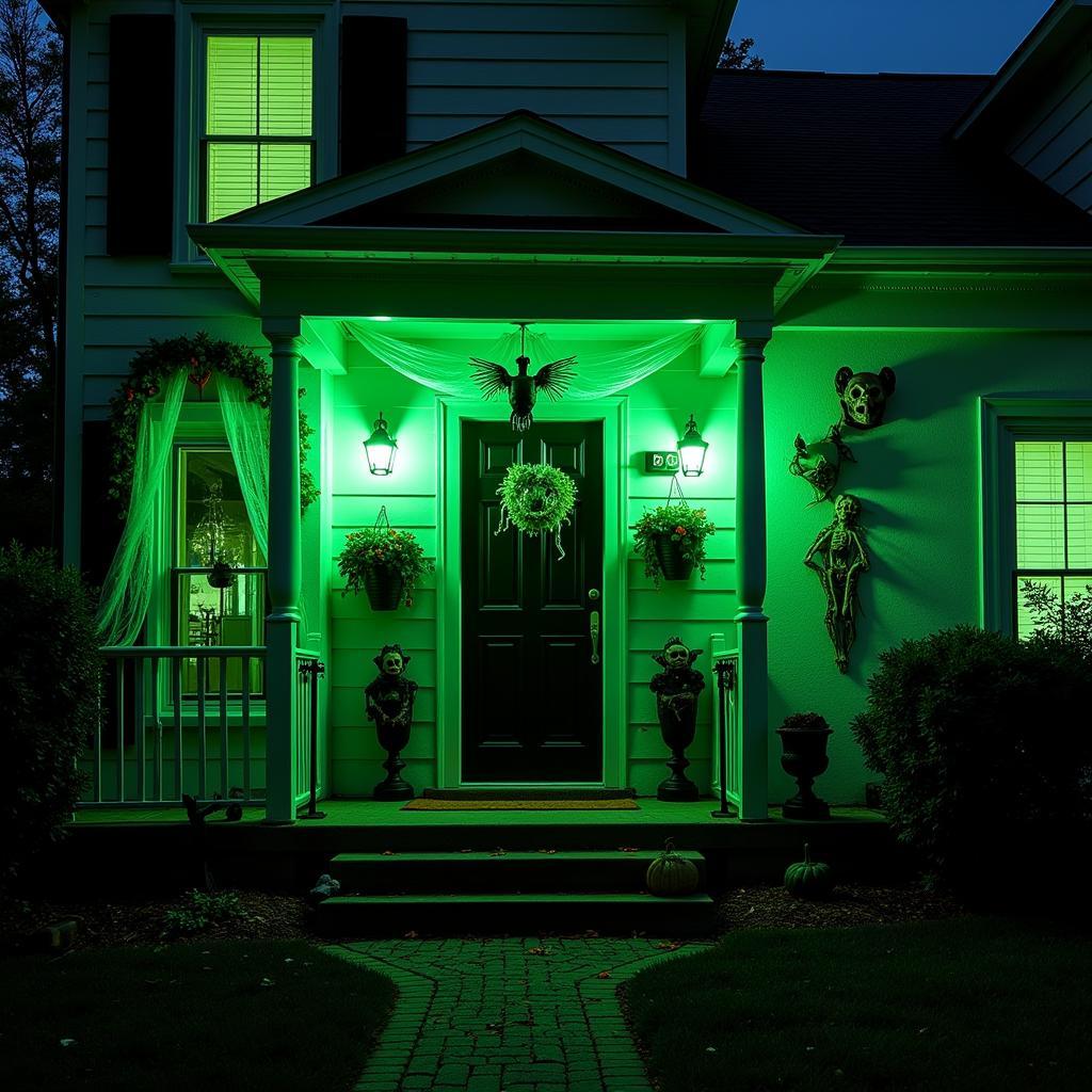 Halloween Decorations with Green Lights