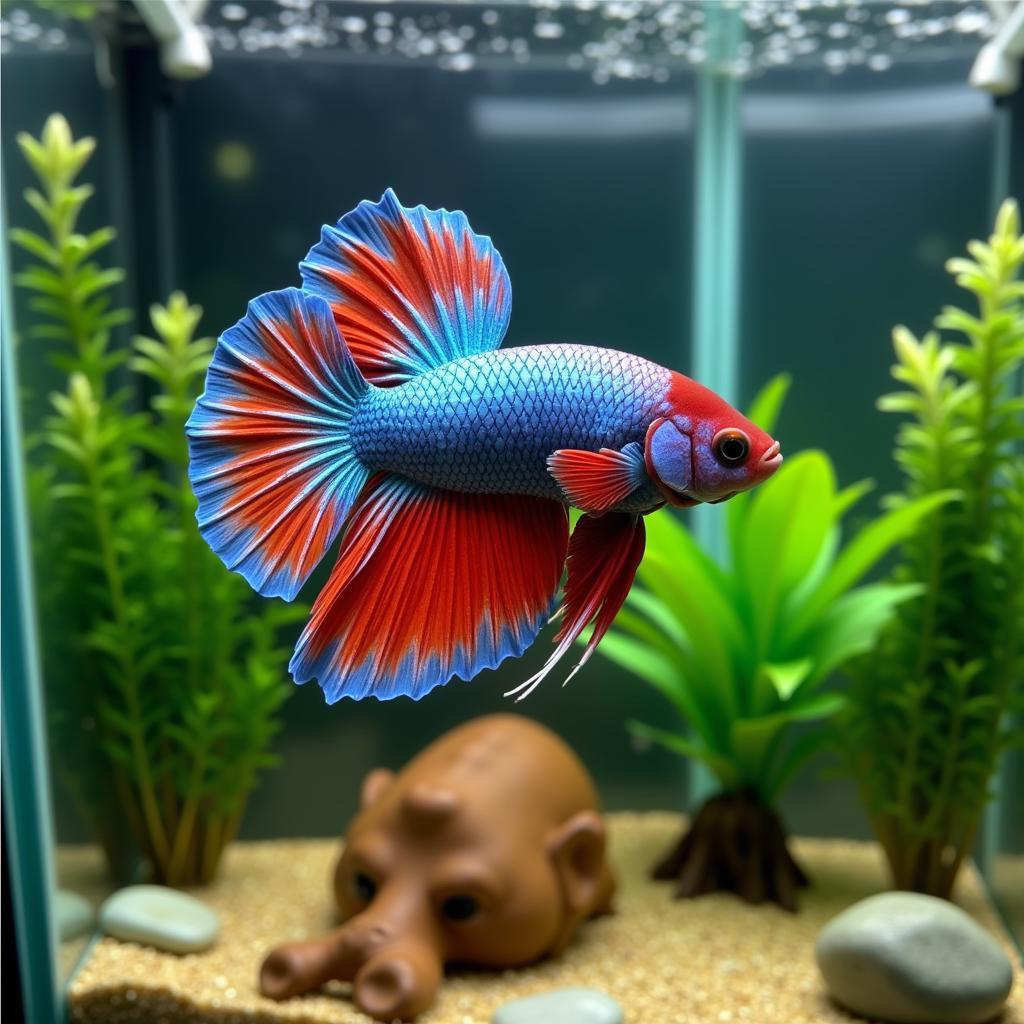 Vibrant betta fish in a clean, well-maintained tank