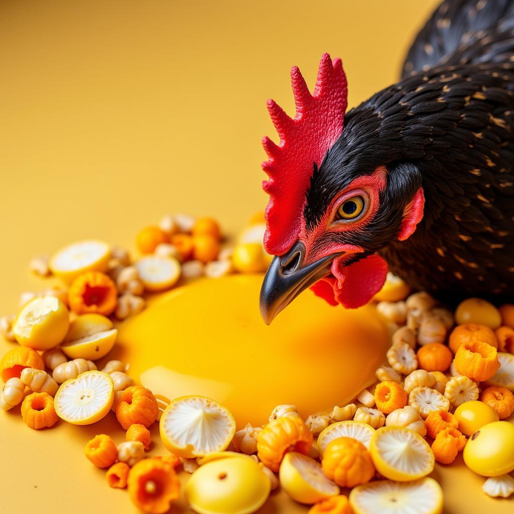 Hen Eating Carotenoid-Rich Food