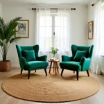 Jute Rug with Colorful Furniture