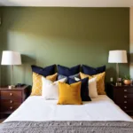 Khaki Green and Mustard Yellow Bedroom