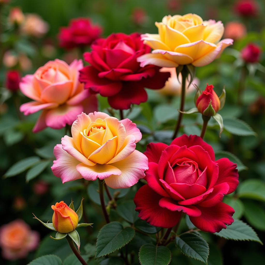 Knockout roses in a garden setting