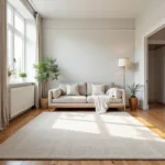 Light Colored Rug in Living Room