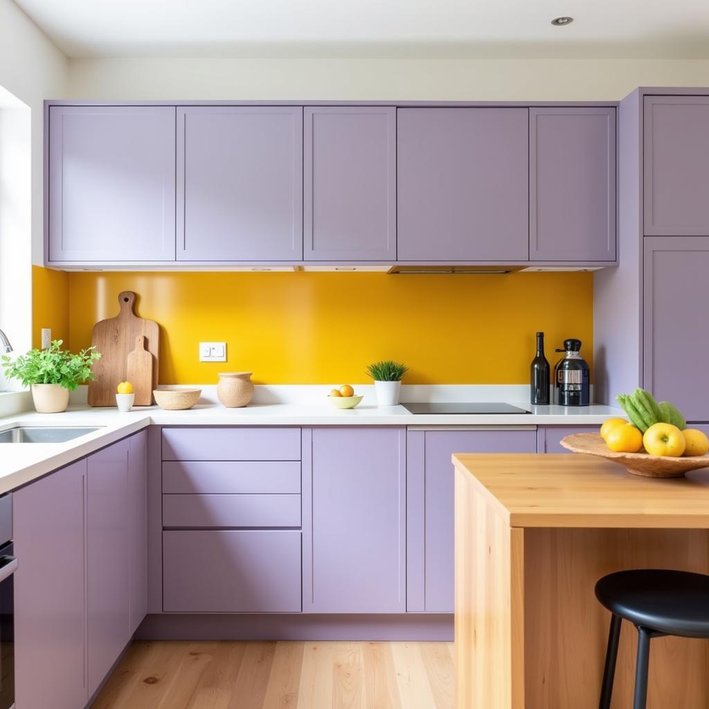 Lilac and Mustard Yellow Kitchen