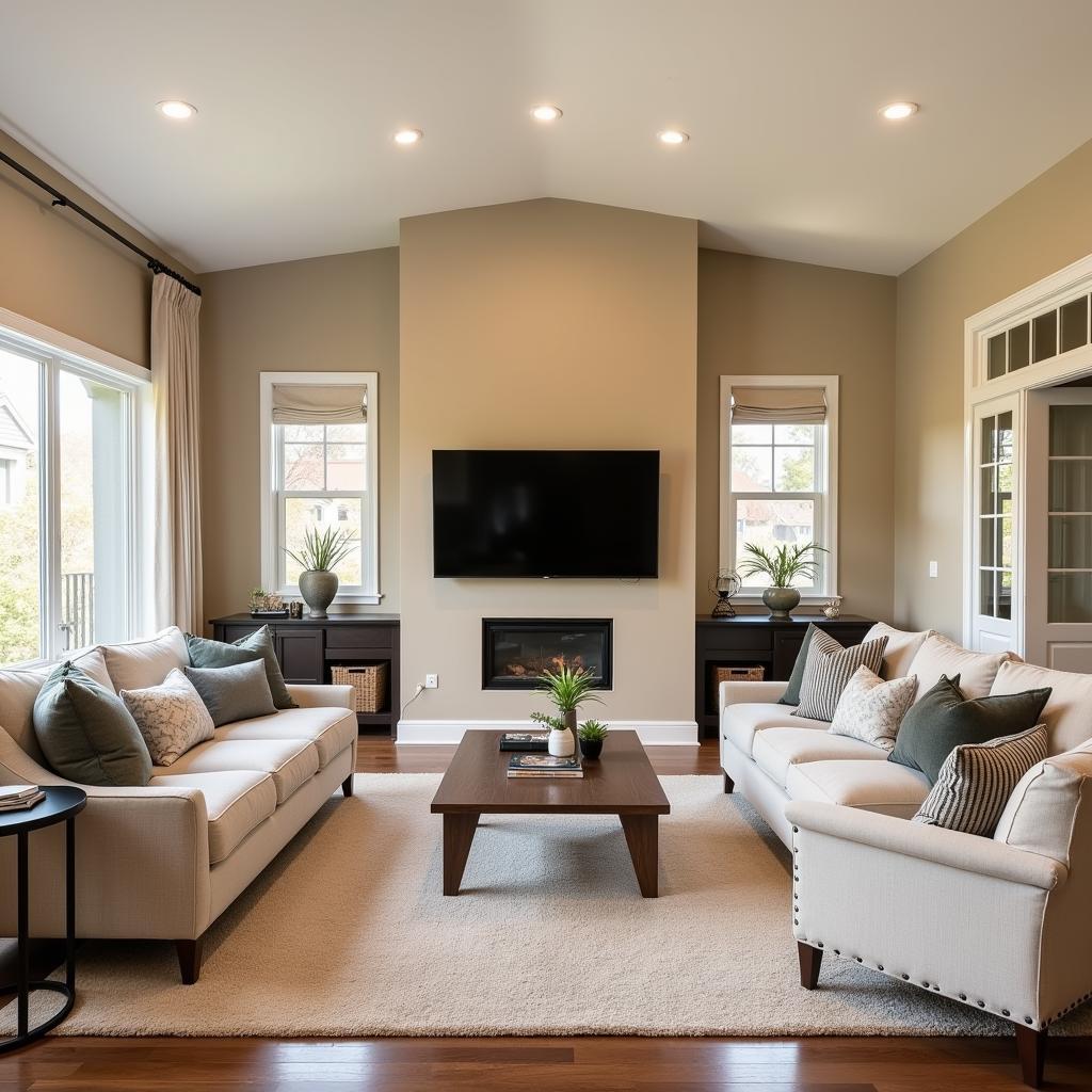 Living Room with Buff Beige Walls