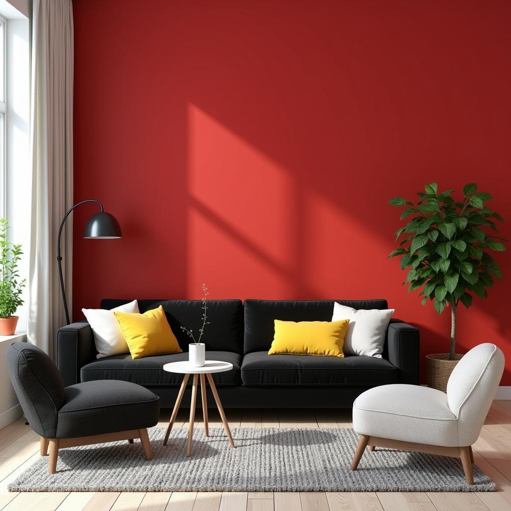 A living room inspired by the Miami Heat color scheme.