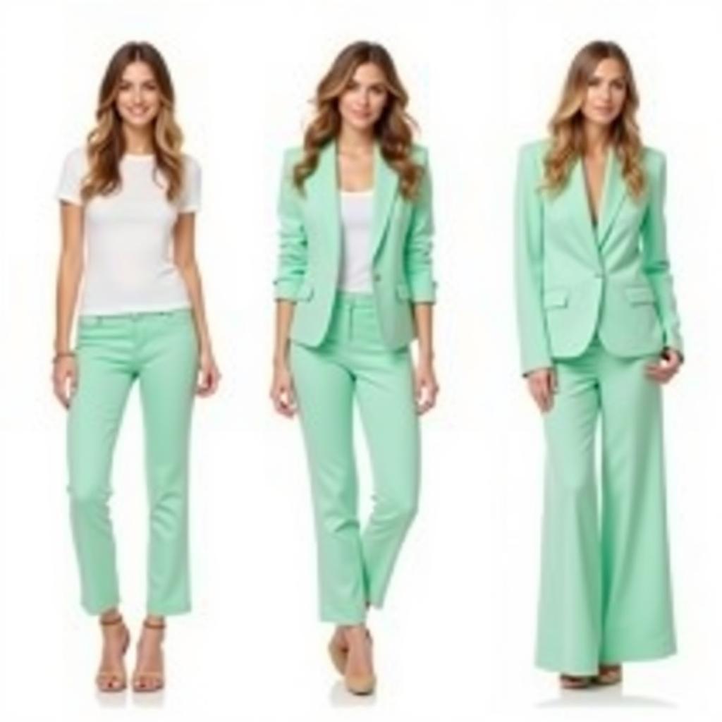 Outfit ideas featuring mint green pants for different occasions