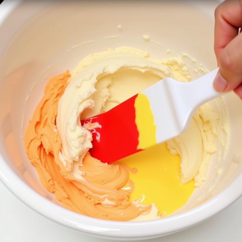 Mixing Orange Frosting with Food Coloring