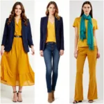 Mustard Yellow and Blue Outfits