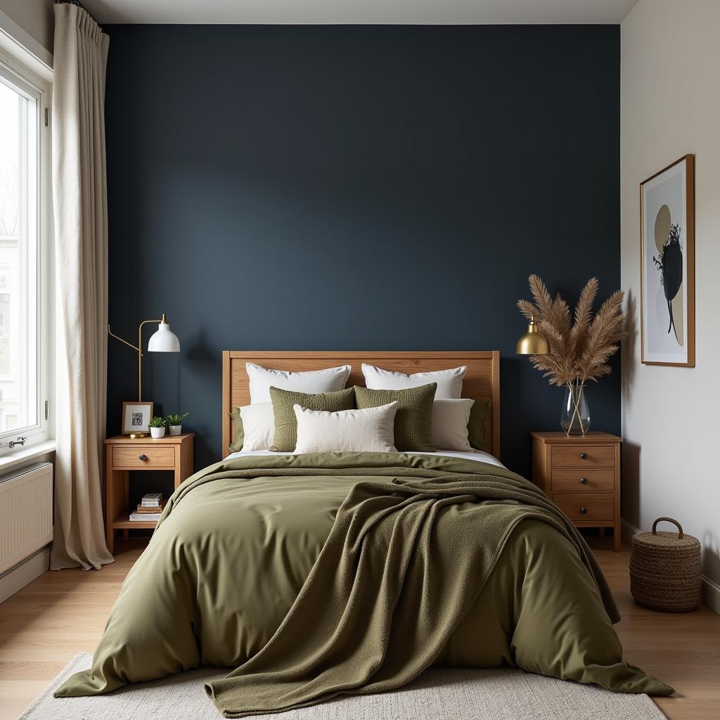 Navy and Green Bedroom