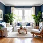 Navy and White Living Room