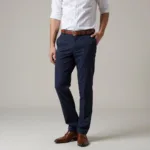 Man in navy pants and white shirt