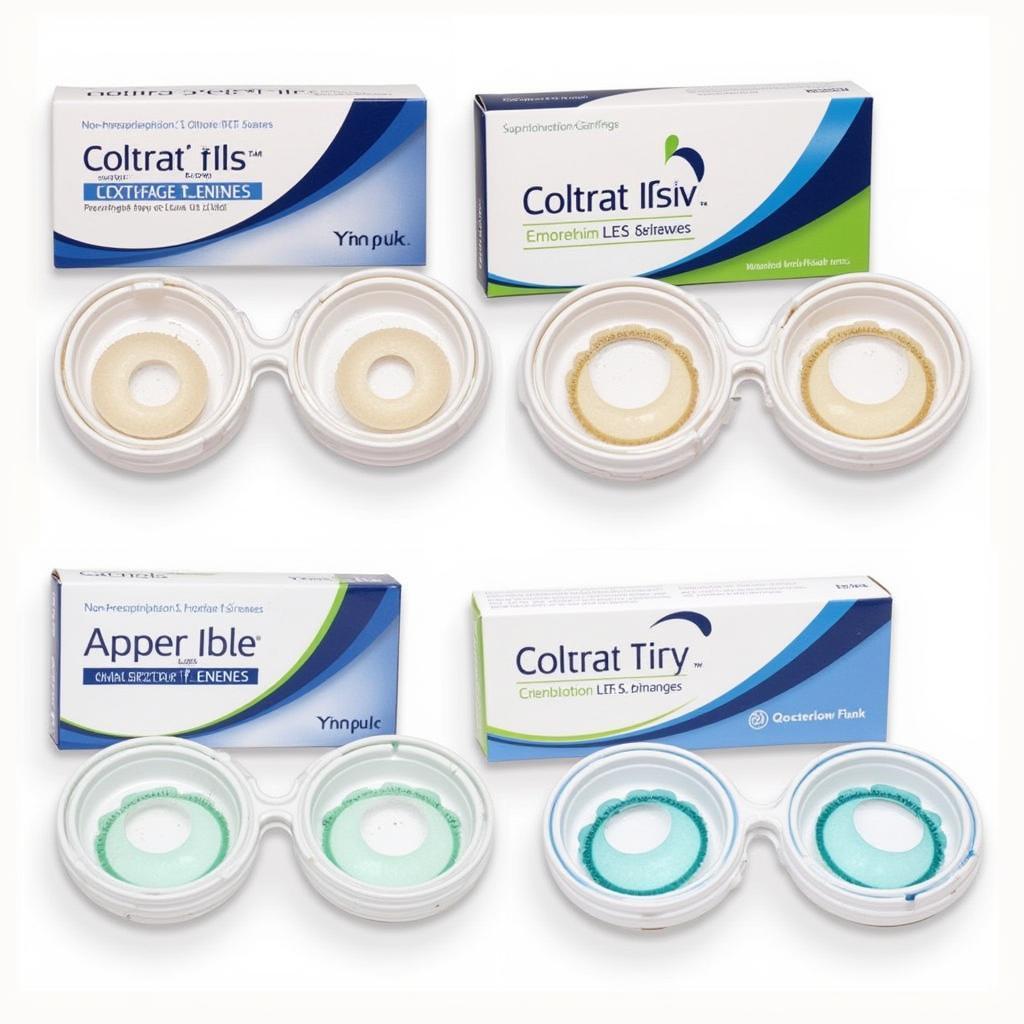 Various non-prescription colored contacts displayed