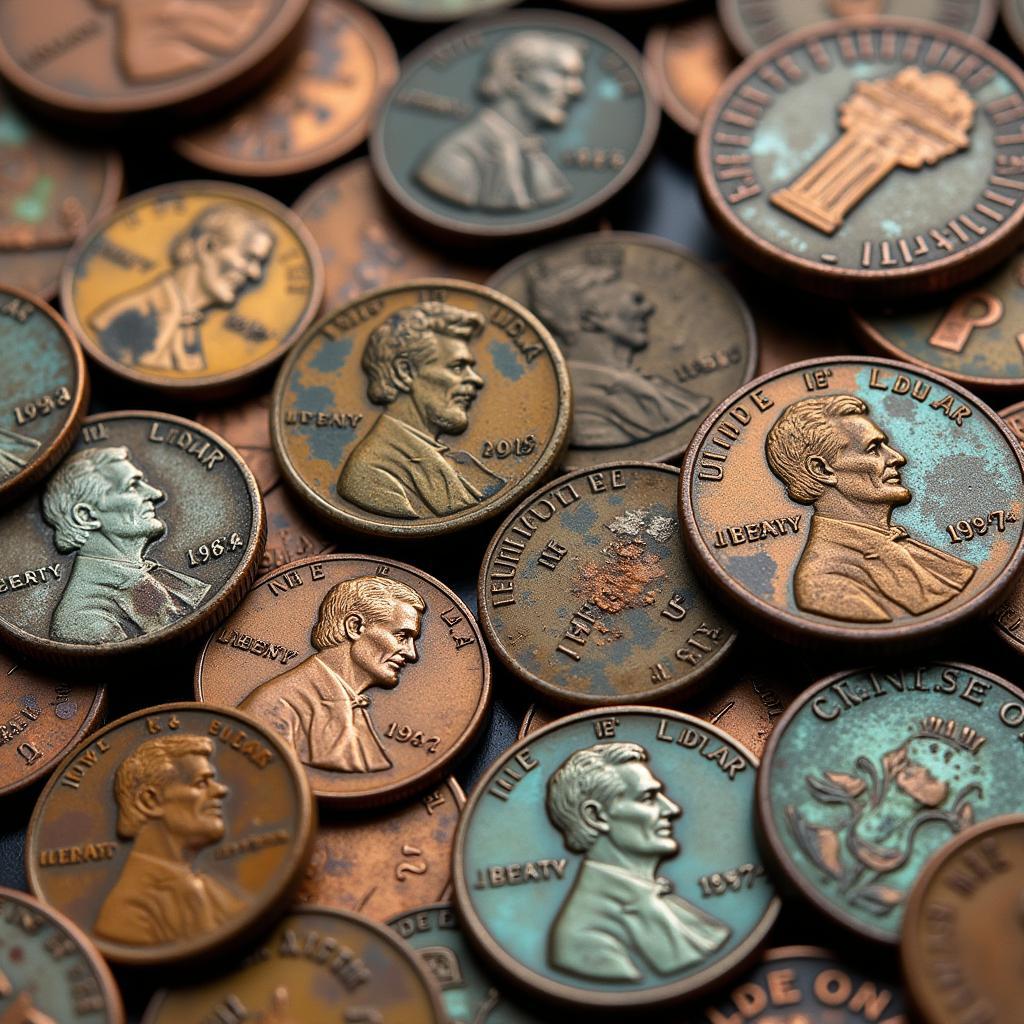 Old Pennies with Patina